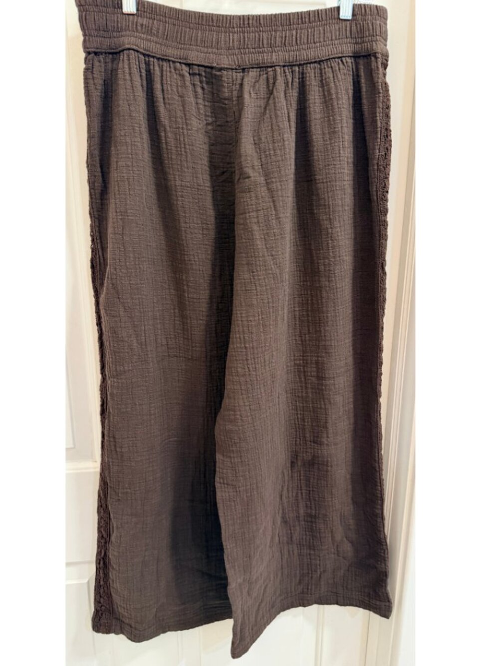 NWT Aerie Brown Cotton Gauze Wide Leg Pants | Large Short